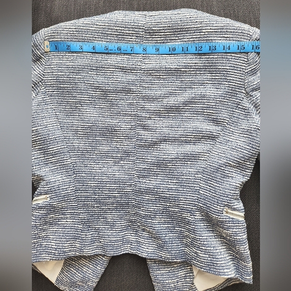 Dynamite Tweed style Open light blue & white Blazer High-low cut Size Medium - Picture 11 of 11